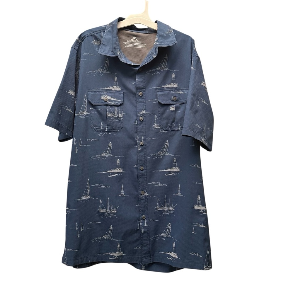 Croft &‎ Barrow sail lighthouse button down dry fit shirt size LT